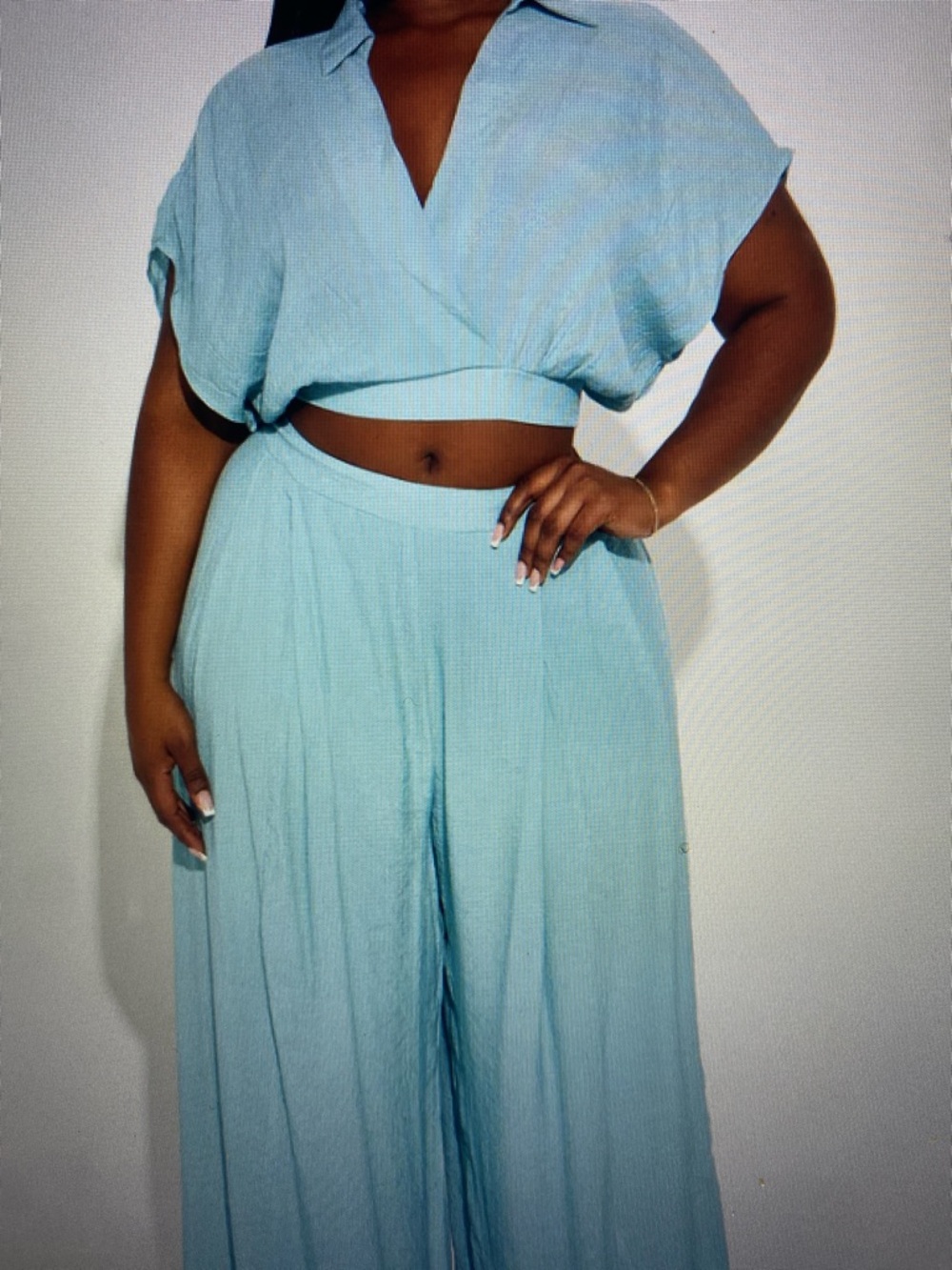 Fashion Nova Mea Gauze Wide-Leg Two-Piece Set